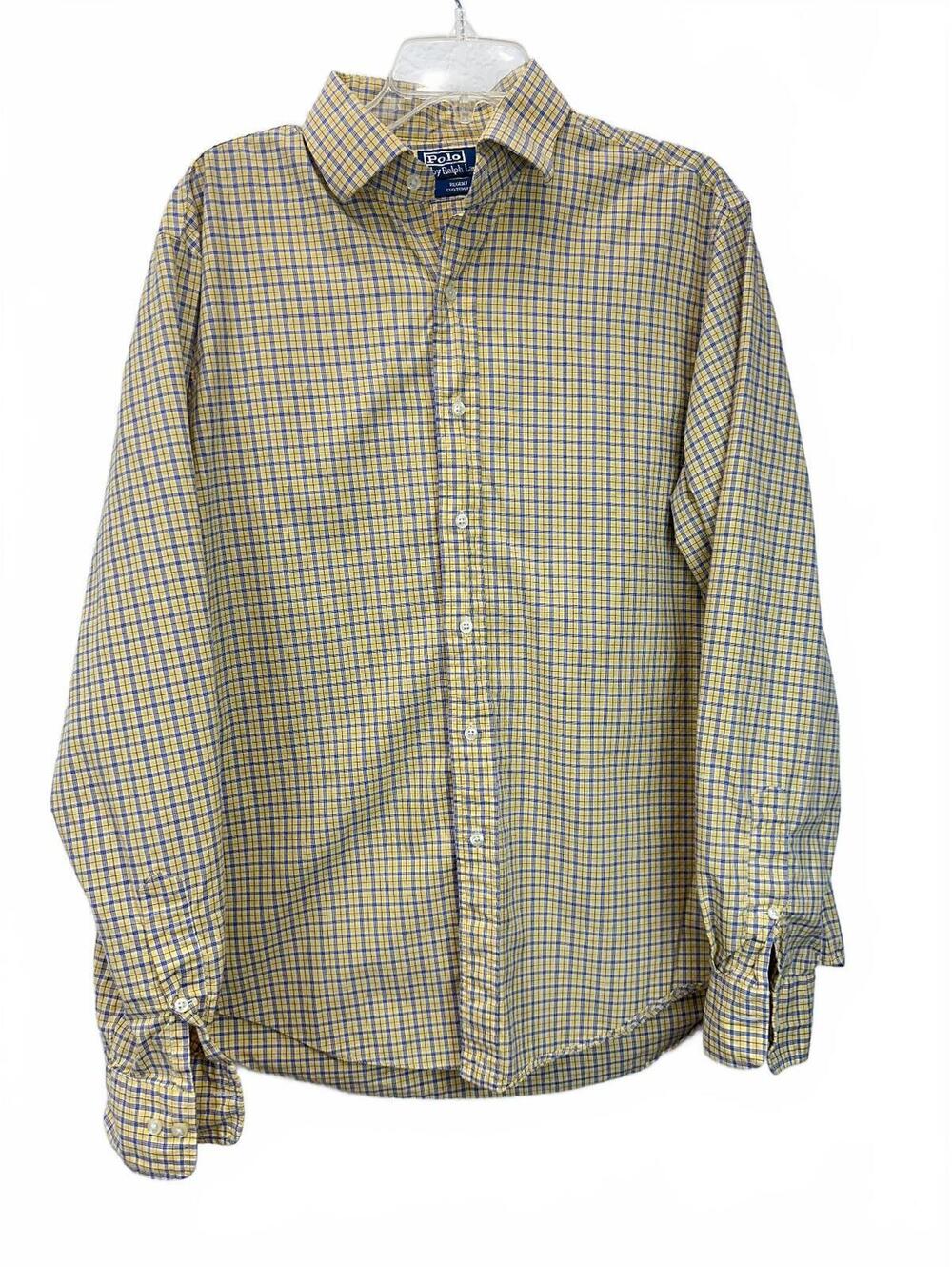 Polo Ralph Lauren Men’s XL Yellow Blue Plaid Shirt Long Sleeve Button Down